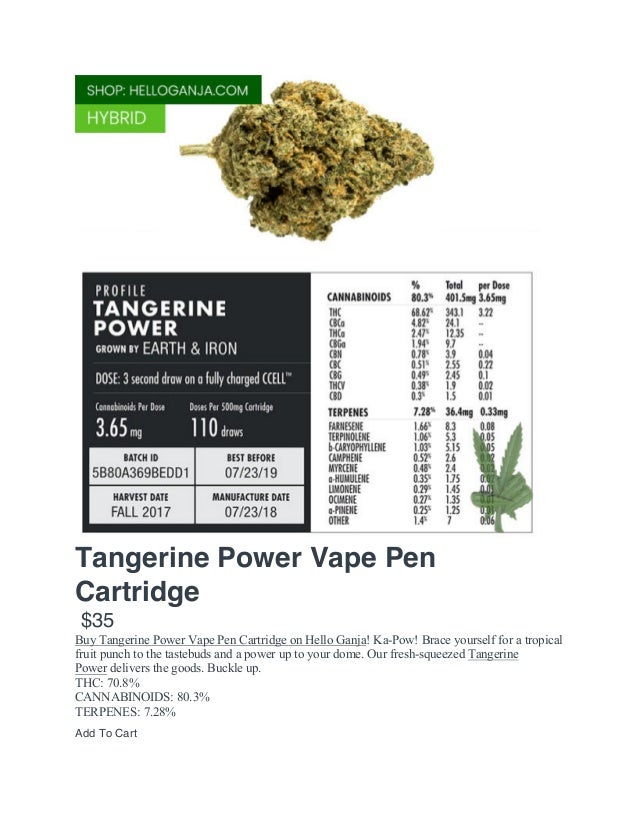 Tangerine Power Vape Pen Cartridge Tangerine Power Vape Pen Cartridge