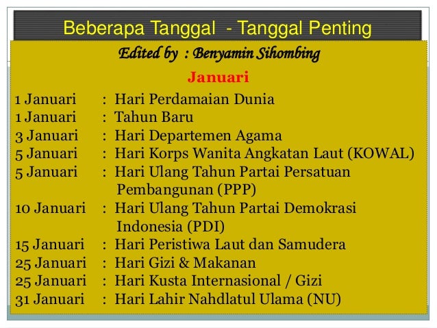 Tanggal tanggal penting