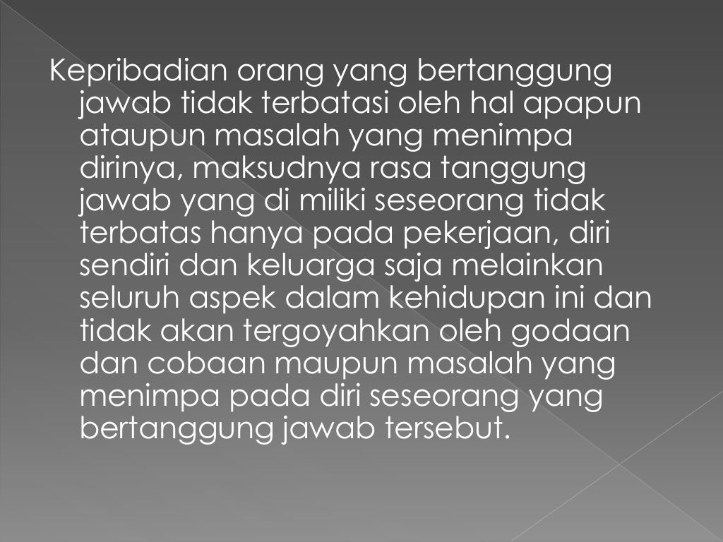 Jelaskan Yang Dimaksud Dengan Tanggung Jawab Terhadap Diri Sendiri