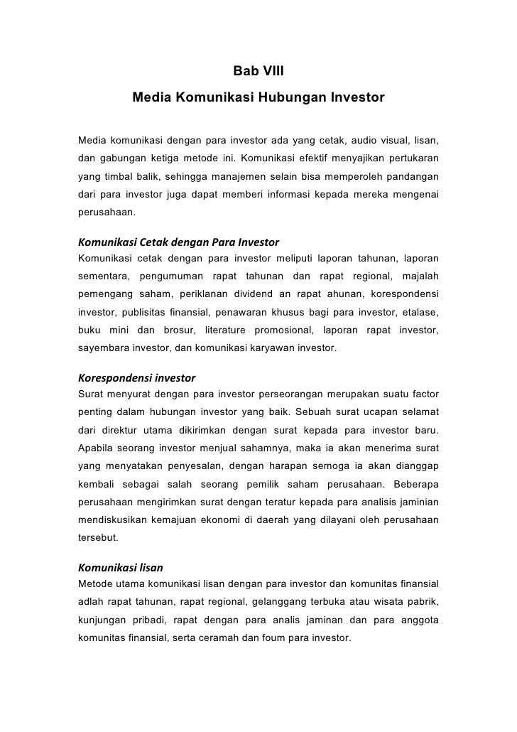 Tanggung Jawab Humas Dalam Investor Relations Dokumen
