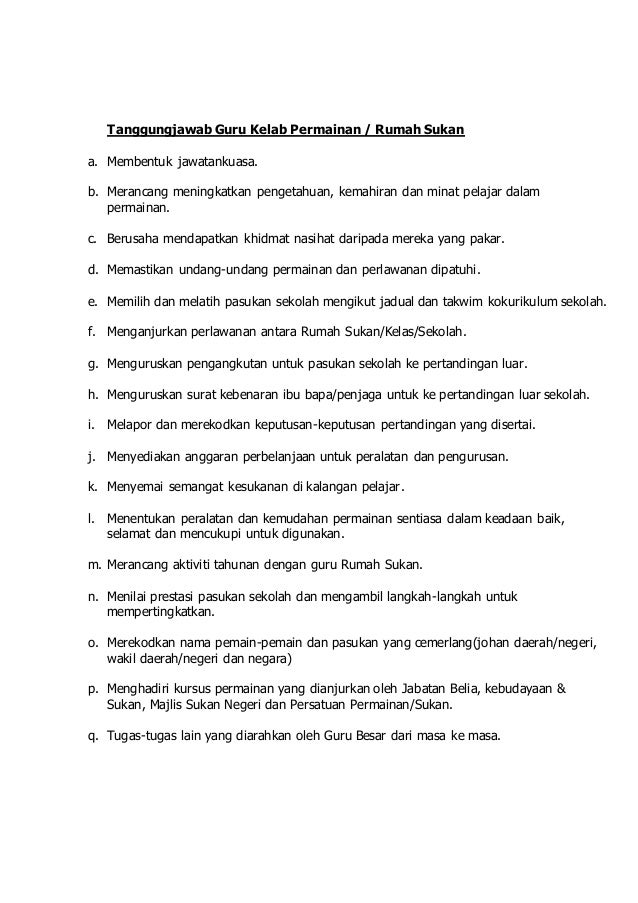 Tugas Setiausaha Kokurikulum Kashctz