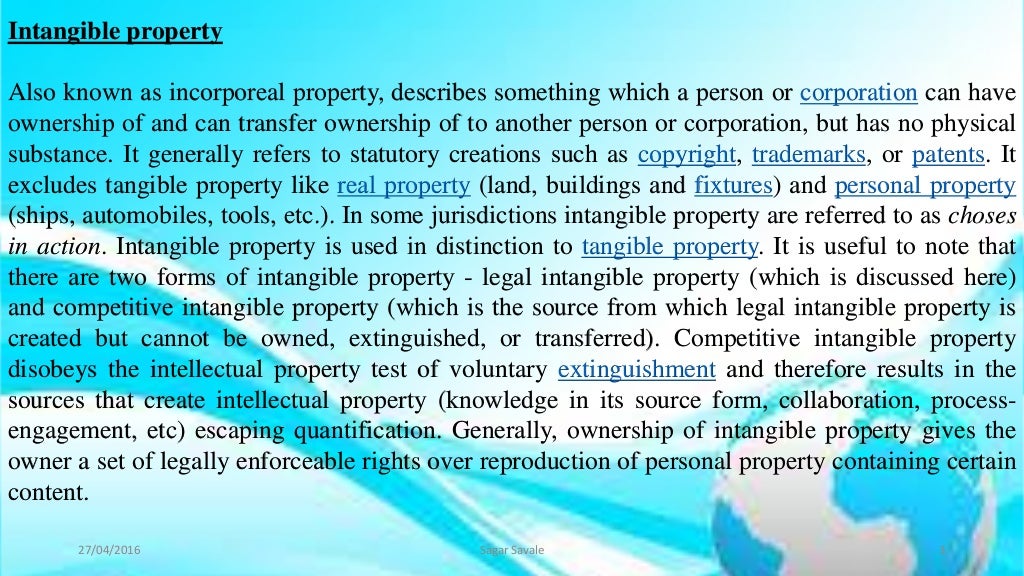 Tangible and intangible property