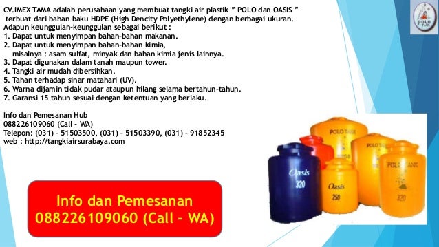 Tangki Air 5000 Liter Murah, Hub 0882 2610 9060 (Call - WA)