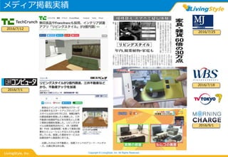 メディア掲載実績
Copyright © LivingStyle, Inc. All Rights Reserved.
2016/7/12
2016/7/1
2016/7/25
2016/7/18
2016/9/1
 