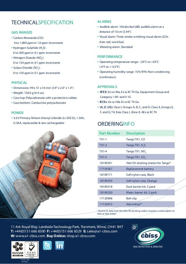 Tango tx1 Gas Detection Datasheet