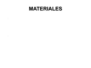 MATERIALES Son los principales recursos que se usan en la producción; estos se transforman en bienes terminados con la ayuda de la mano de obra y los costos indirectos de fabricación. 