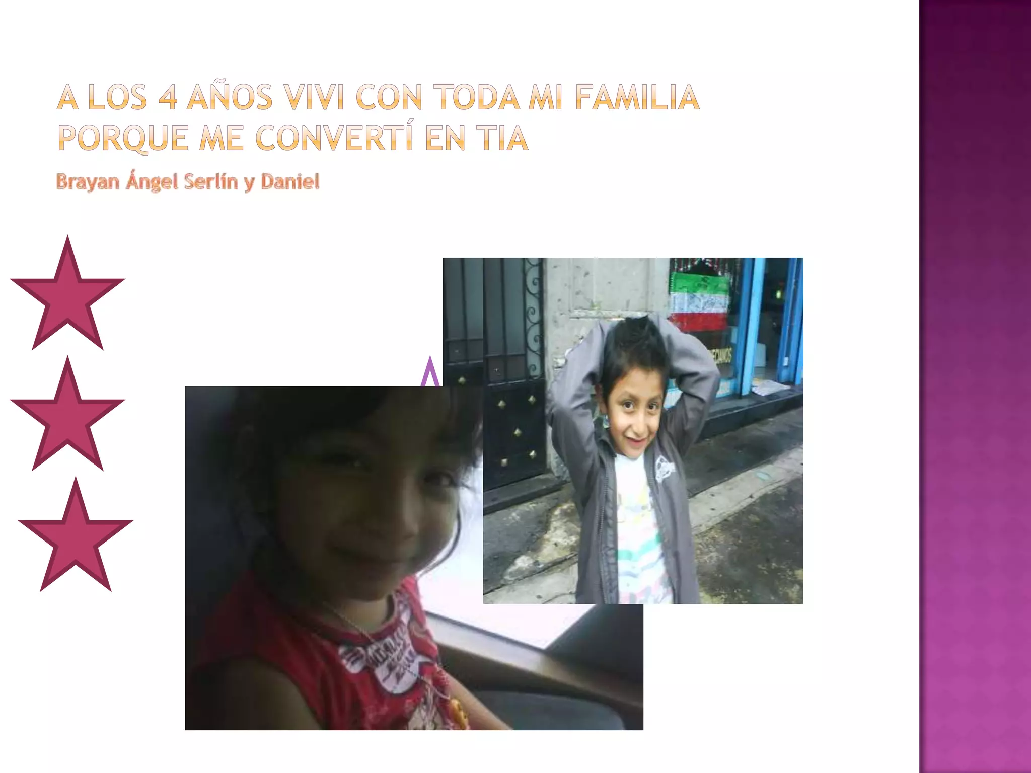 A los 4 años vivi con toda mi familia porque me convertí en tiaBrayan Ángel Serlín y Daniel