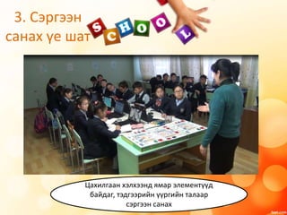 3. Сэргээн
санах үе шат
Цахилгаан хэлхээнд ямар элементүүд
байдаг, тэдгээрийн үүргийн талаар
сэргээн санах
 