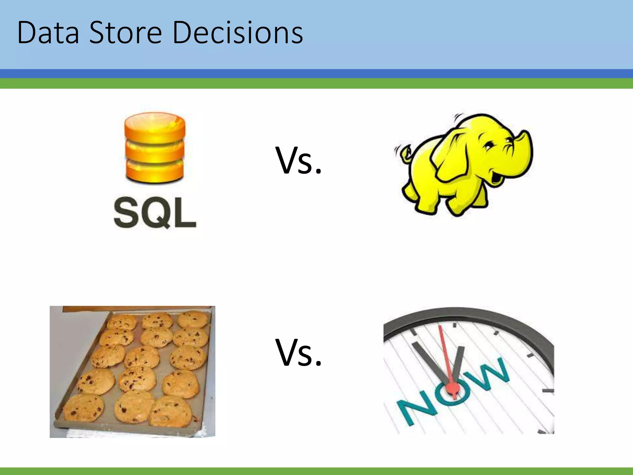 Data Store Decisions
Vs.
Vs.
 