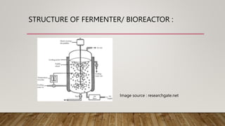 STRUCTURE OF FERMENTER/ BIOREACTOR :
Image source : researchgate.net
 