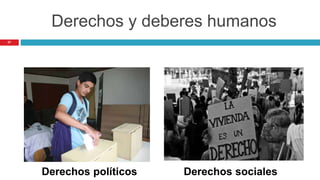 Derechos y deberes humanos
Derechos políticos Derechos sociales
27
 