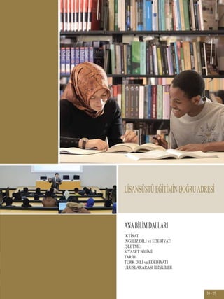 İKTİSAT
İNGİLİZ DİLİ ve EDEBİYATI
İŞLETME
SİYASET BİLİMİ
TARİH
TÜRK DİLİ ve EDEBİYATI
ULUSLARARASI İLİŞKİLER
ANABİLİMDALLARI
LİSANSÜSTÜEĞİTİMİNDOĞRUADRESİ
24 - 25
 