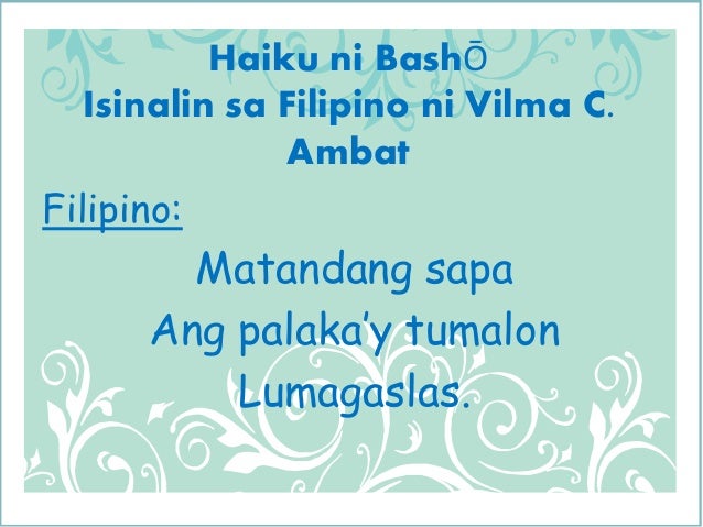 Halimbawa Ng Haiku Tungkol Sa Kalikasan 5 7 5 - Maikling Kwentong 532