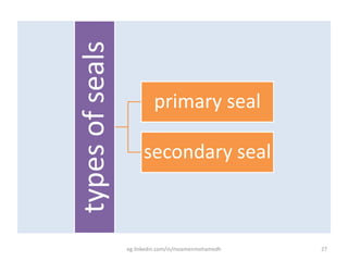 typesofseals primary seal
secondary seal
eg.linkedin.com/in/moamenmohamedh 27
 