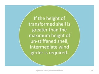 If the height of
transformed shell is
greater than the
maximum height of
un-stiffened shell,
intermediate wind
girder is required.
eg.linkedin.com/in/moamenmohamedh 99
 