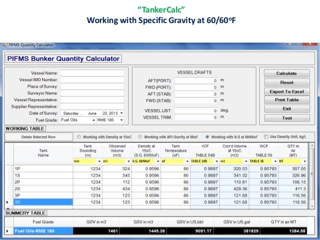Bunker Survey Calculation Software