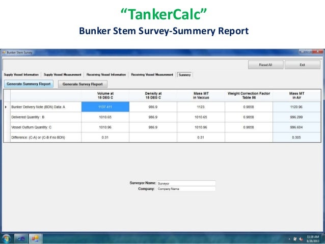 Bunker survey calculation software free download