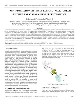 Tank information system of kunigal taluk tumkur district, karanataka