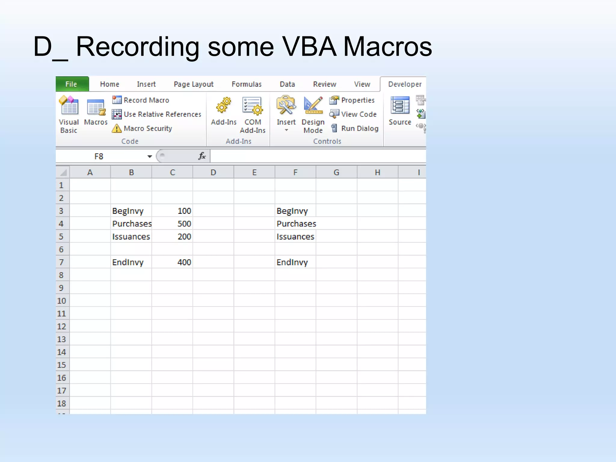 D_ Recording some VBA Macros 