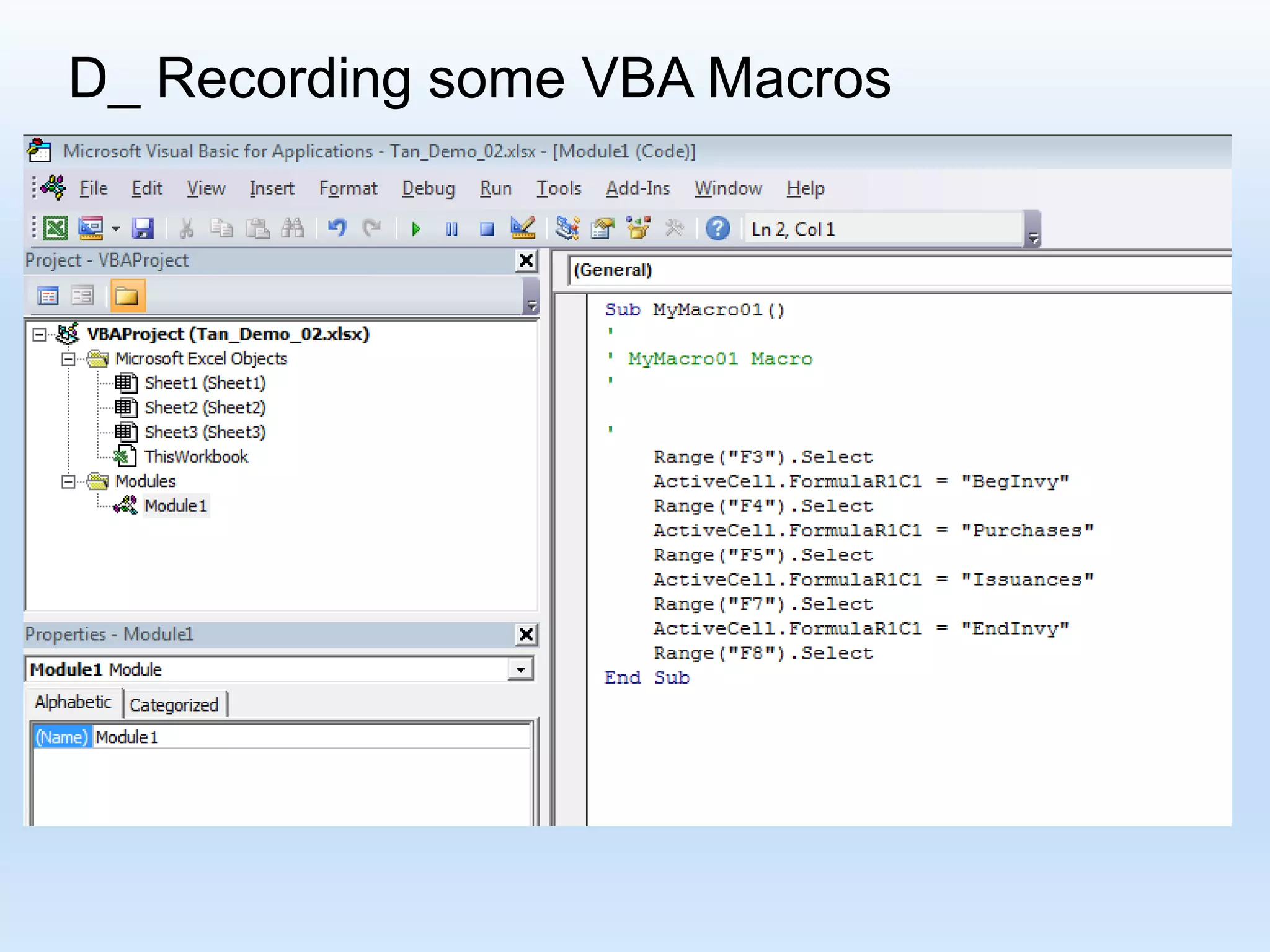 D_ Recording some VBA Macros 