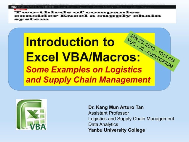 Introduction to Excel VBA/Macros | PPT