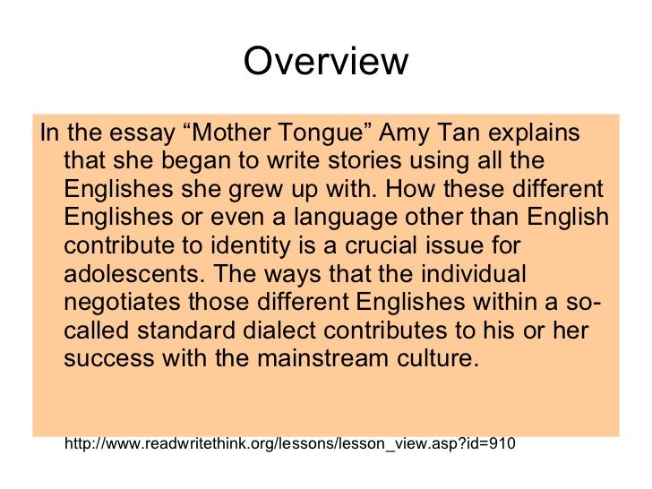 critical analysis essay on mother tongue