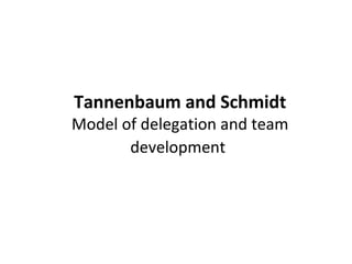Tannenbaum and Schmidt
Model of delegation and team
development
 