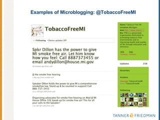 Examples of Microblogging: @TobaccoFreeMI 