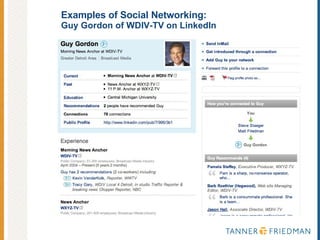 Examples of Social Networking:  Guy Gordon of WDIV-TV on LinkedIn  
