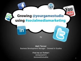 by Matt Tanner Business Development Manager – Snowed In Studios Find me on Twitter! @mtanner613 @snowedinstudios 1 