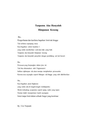 Tanpamu aku hanyalah himpunan kosong | PDF