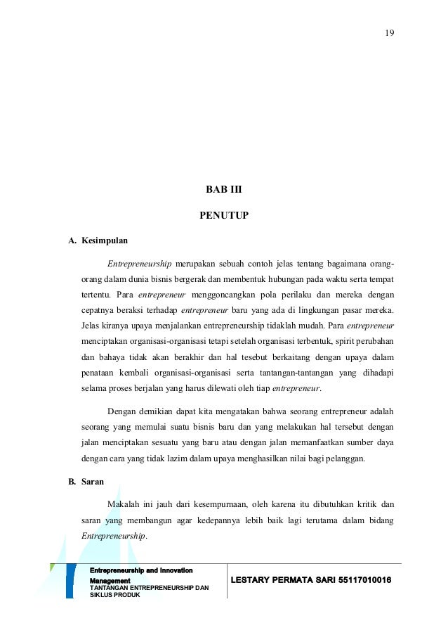 Tantangan Entrepreneurship Dan Siklus Produk Lestary Permata Sari 551