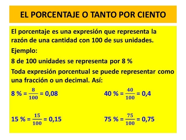 Resultado de imagen de TANTO POR CIENTO