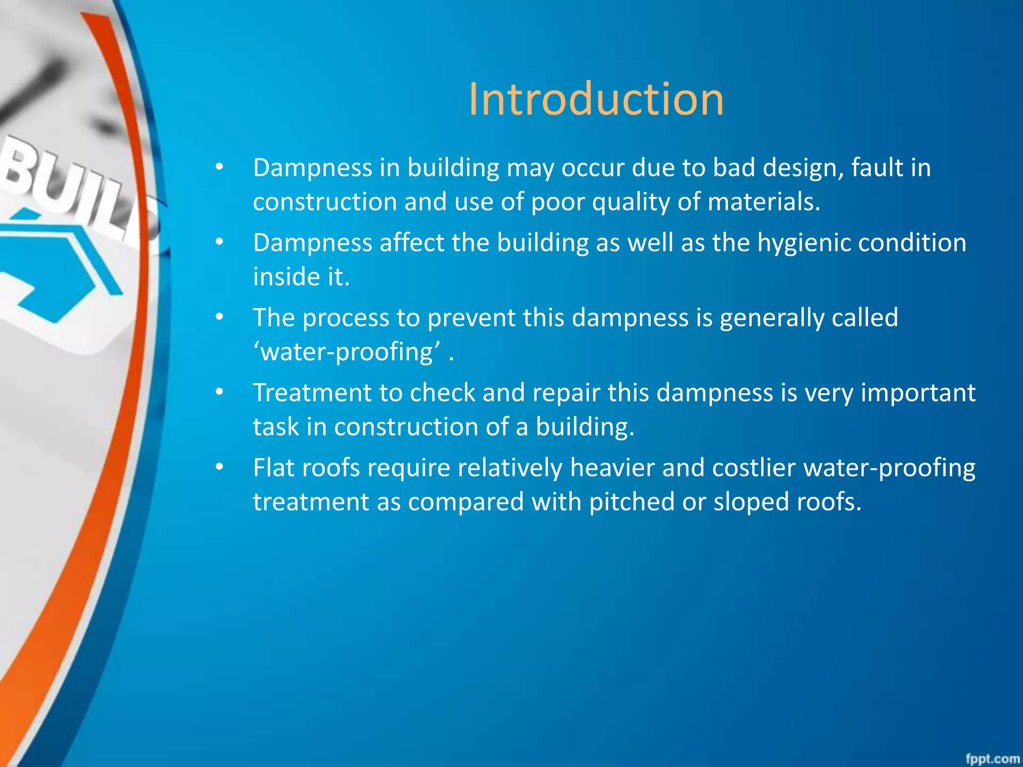 DAMP PROOFING TREATMENT FOR FLAT ROOF. | PPTX
