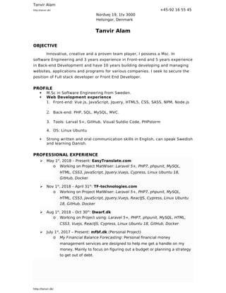Tanvir cv | PDF