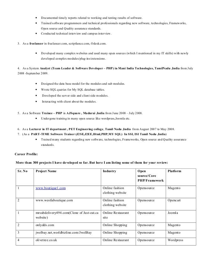software trainer resumes