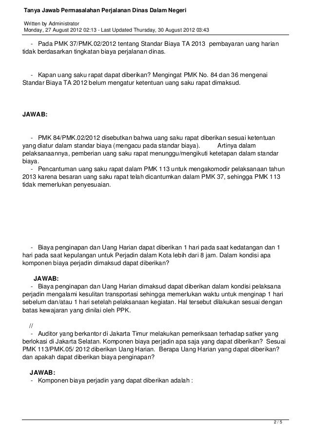 Tanya Jawab Permasalahan Perjalanan Dinas Dalam Negeri