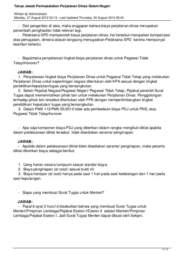 Tanya Jawab Permasalahan Perjalanan Dinas Dalam Negeri