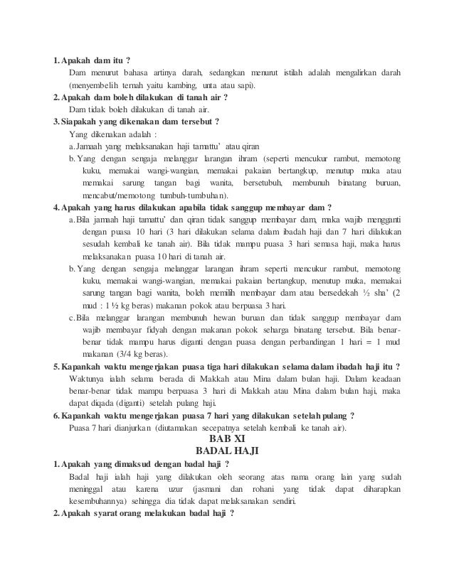 Tanya Jawab Manasik Haji