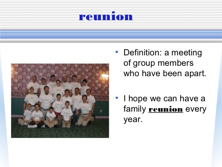 Tanya's Reunion Vocabulary