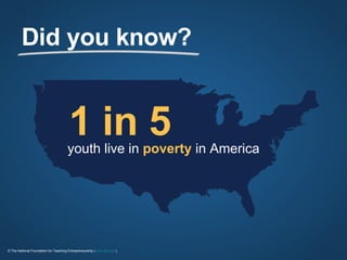 1 in 5 youth live in  poverty  in America  Did you know? 