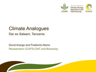 Climate Analogues 
Dar es Salaam, Tanzania 
David Arango and Frederick Atieno 
Researchers CCAFS-CIAT and Bioversity 
 