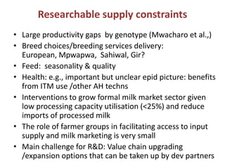 Update on dairy value chain development in Tanzania