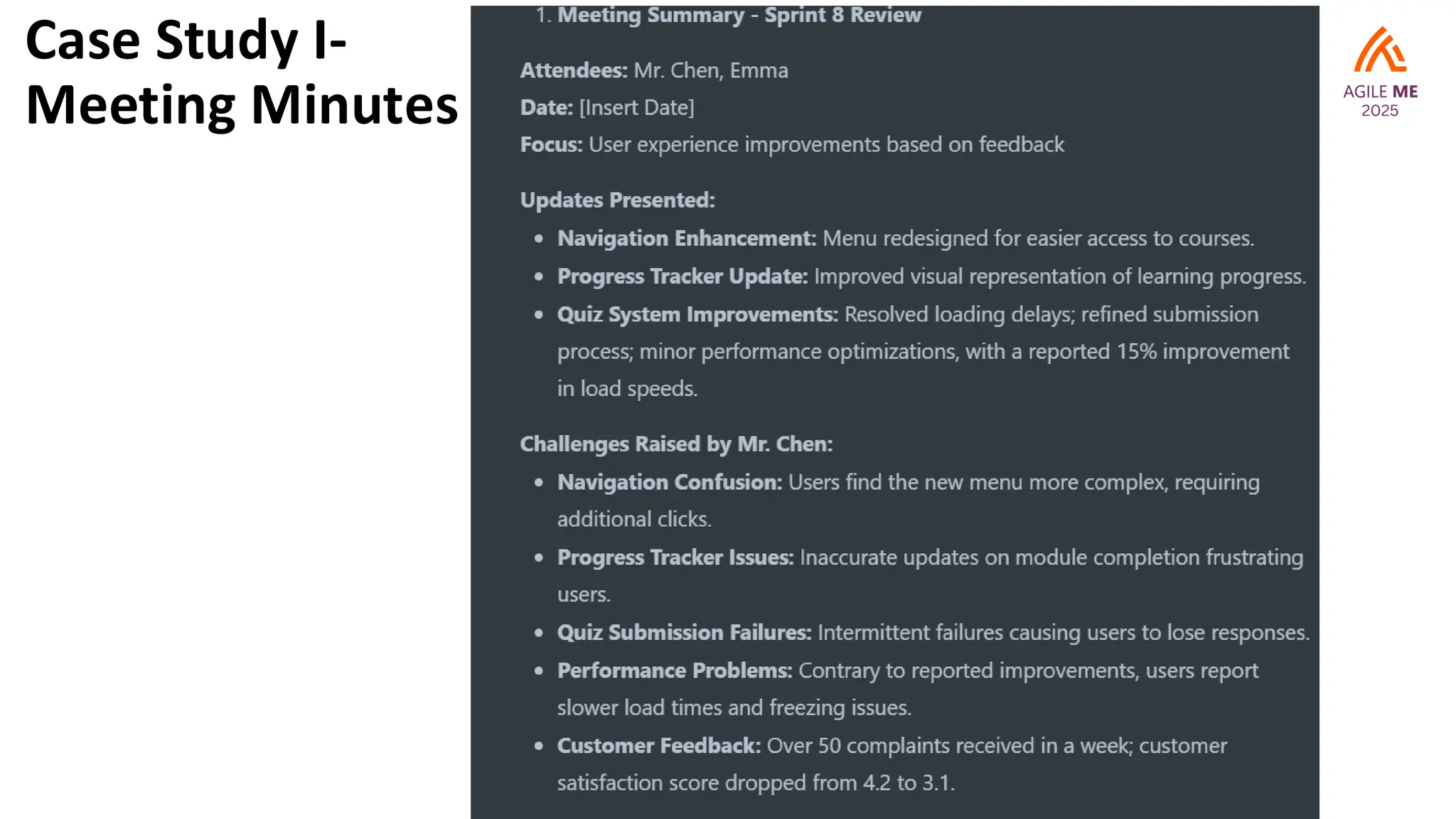 Case Study I-
Meeting Minutes
 