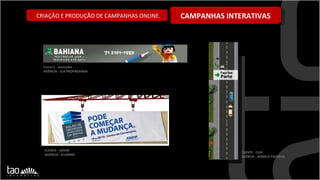CAMPANHAS INTERATIVAS CRIAÇÃO E PRODUÇÃO DE CAMPANHAS ONLINE. CLIENTE - BAHIANA  AGÊNCIA - SLA PROPAGANDA CLIENTE - CLDF AGÊNCIA - AGNELO PACHECO CLIENTE - ADEMI  AGÊNCIA - EUGÊNIO 