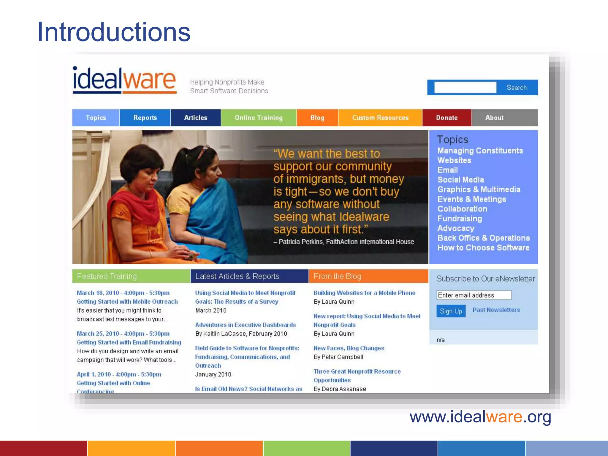 Introductions 
www.idealware.org 
 