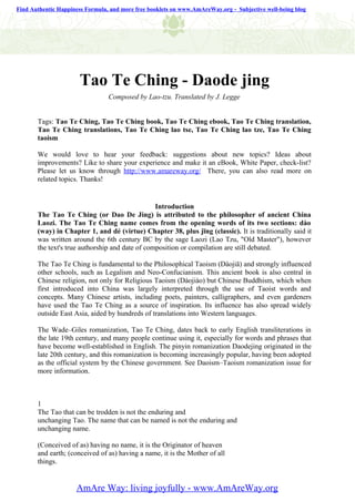 The Tao Te Ching for Everyday Living