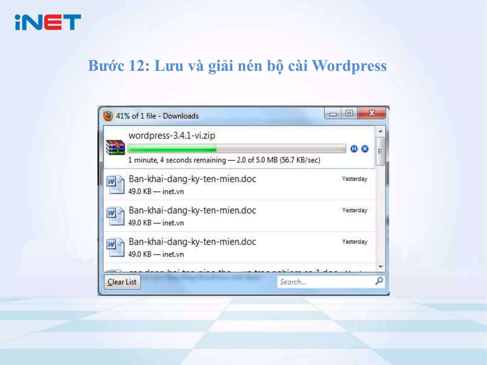 Bước 12: Lưu và giải nén bộ cài Wordpress
 