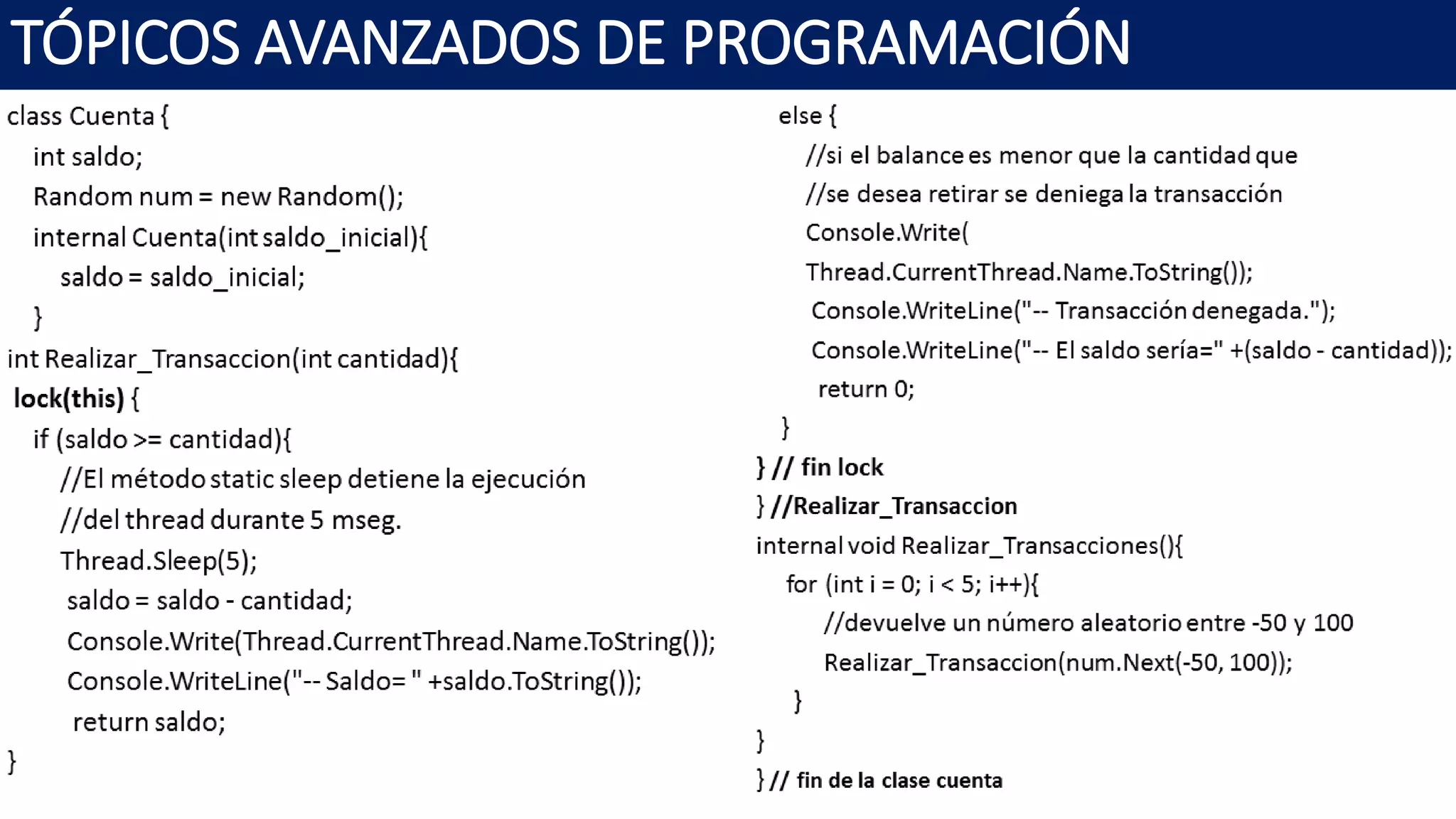TÓPICOS AVANZADOS DE PROGRAMACIÓN
 