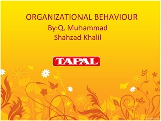 ORGANIZATIONAL BEHAVIOUR
    By:Q. Muhammad
      Shahzad Khalil
 